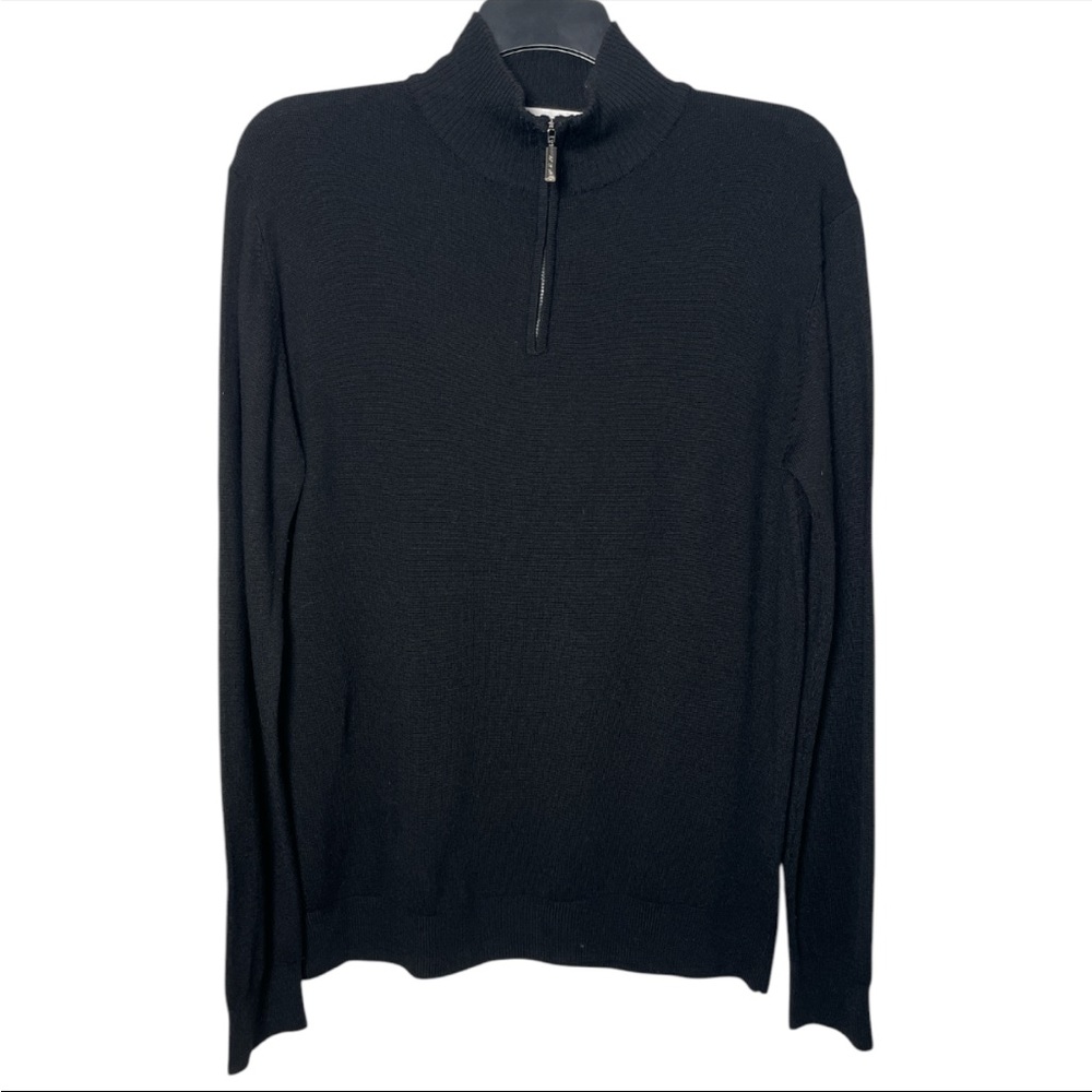 Pierre Balmain Men's Black 1/4 zip long sleeve black Merino Sweater size 50 EU